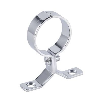 Chrome-plated copper pipe clamps and brass adjustable brackets for use in industrial pipelines.